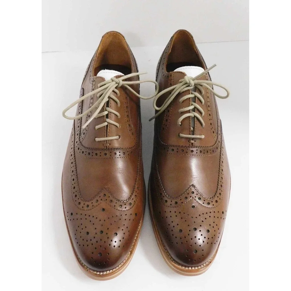 Warfield & Grand Roy 63606 Wingtip Dress Shoes Cognac‎ White sz 10.5 M NEW w/Box